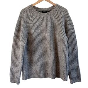 Theory Martig Nobello Merino Cashmere Wool Chunky Knit Sweater XL Gray Marl